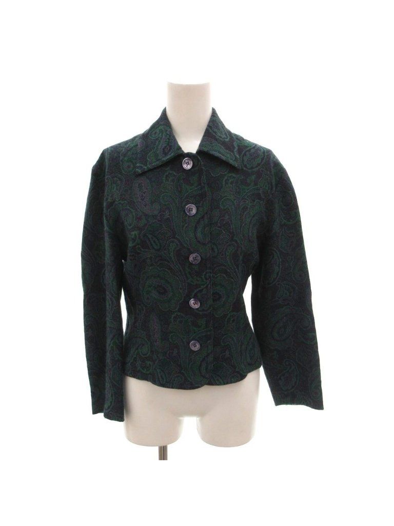 Celine Vintage Jacket Paisley Gold Color Chain 38 Green
